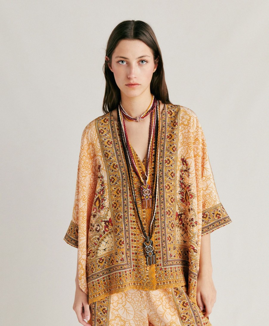 Momoni Ray Crepe De Chine Overhemd - Verbrand/Veelkleurig