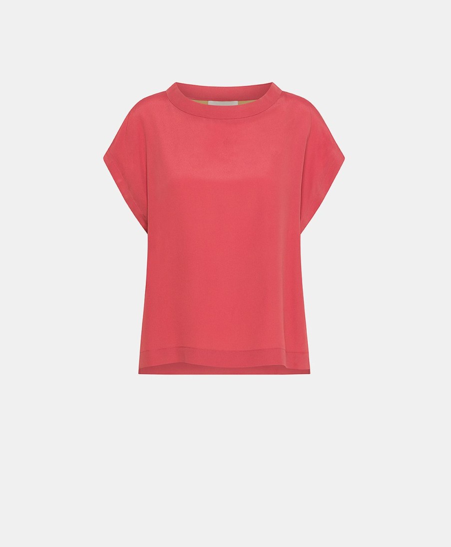 Momoni Curacao Blouse In Zijdeacetaat - Amarant
