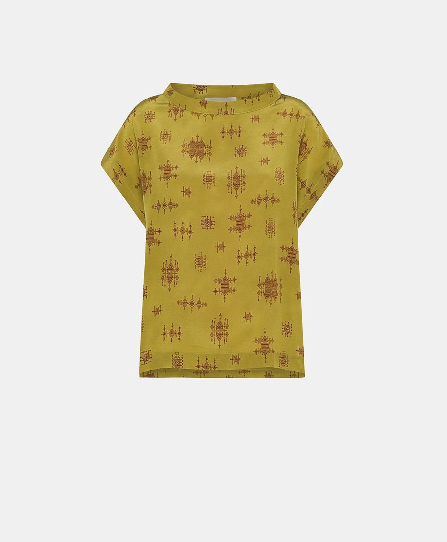 Momoni Curacao Blouse In Crepe De Chine - Limoen/Wijn