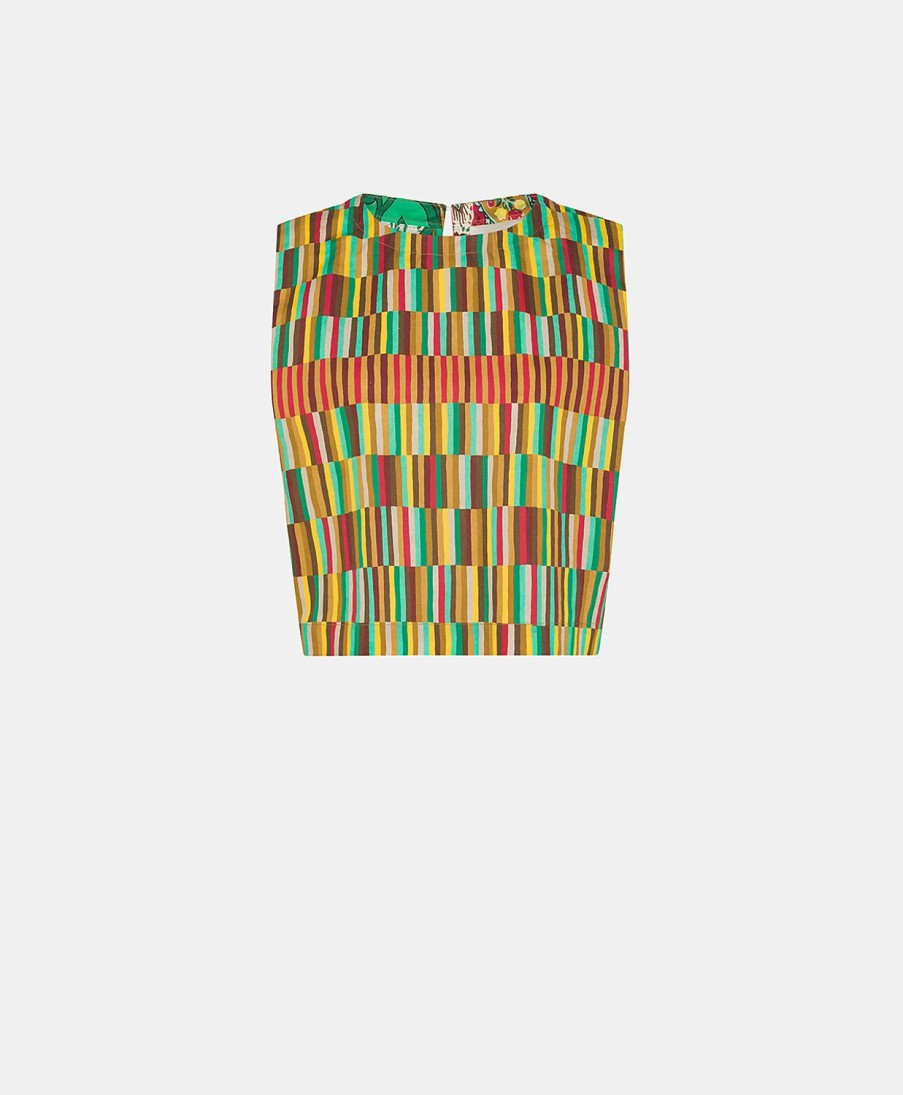 Momoni Moon Poplin Top - Veelkleurig Geel