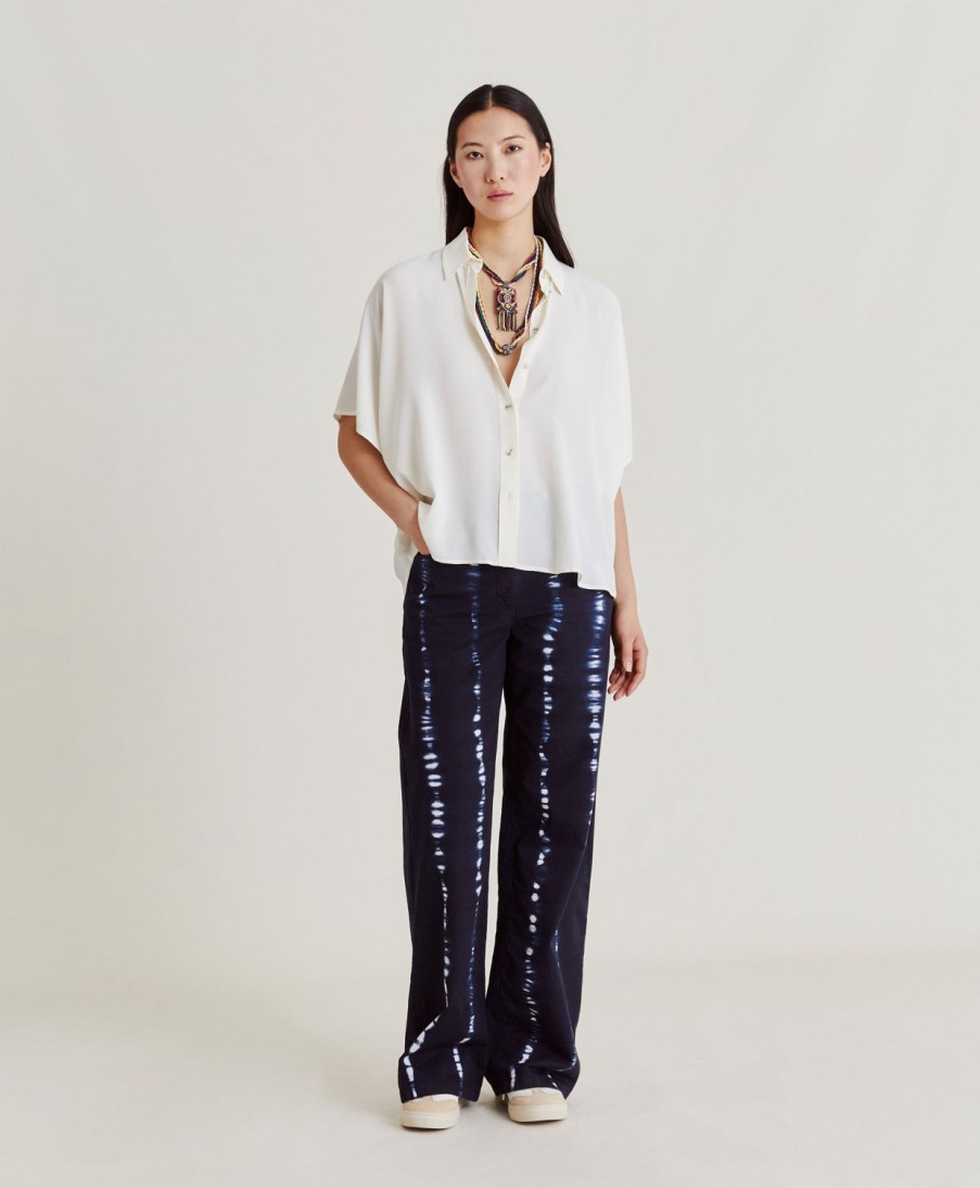 Momoni Brooklyn Zijden Acetaat Overhemd - Creme