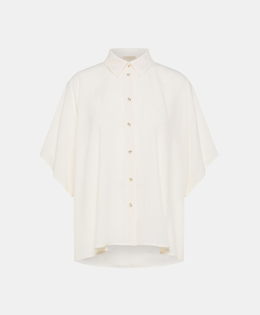 Momoni Brooklyn Zijden Acetaat Overhemd - Creme