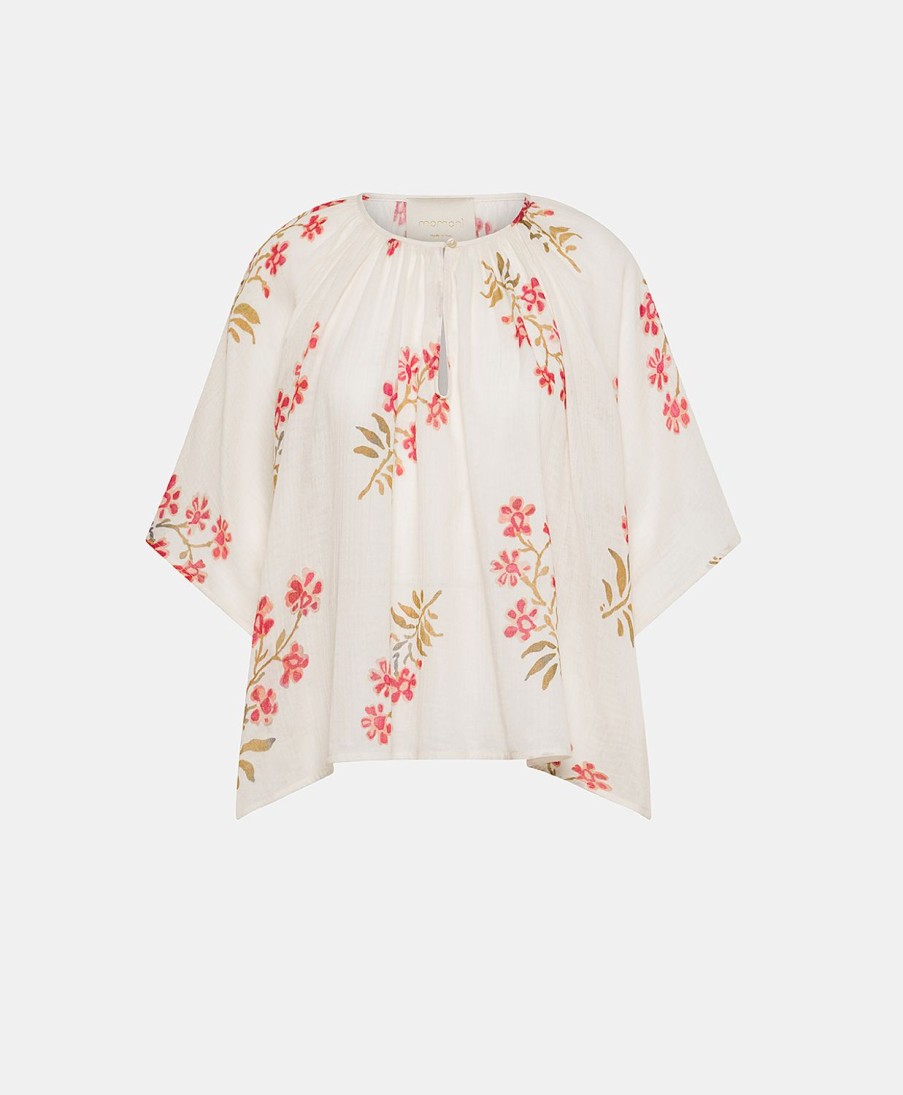 Momoni Tarida Gaasblouse - Creme/Zwarte Kers