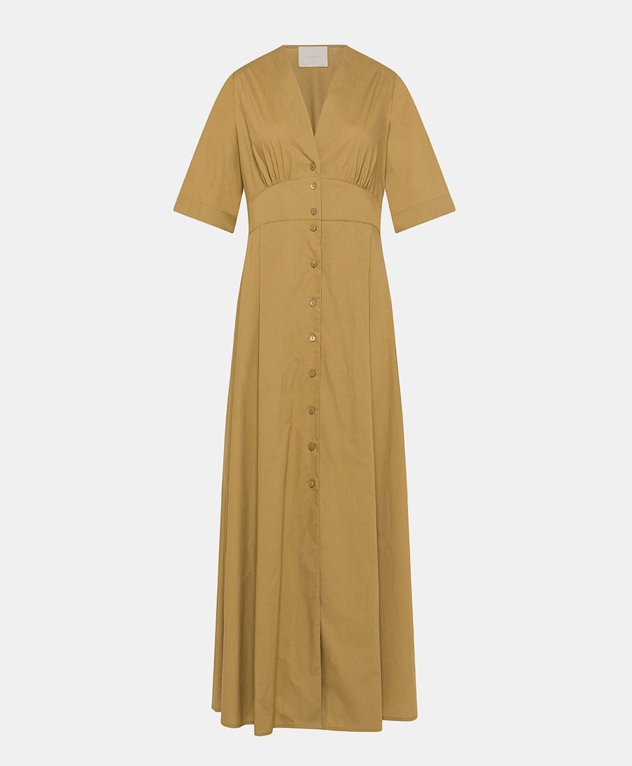 Momoni Martinella Poplin Jurk - Zand