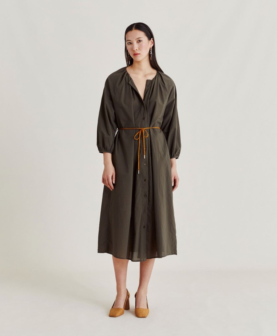 Momoni Caldes Jurk Met Katoenen Voile - Leger