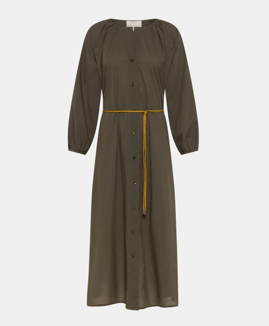 Momoni Caldes Jurk Met Katoenen Voile - Leger