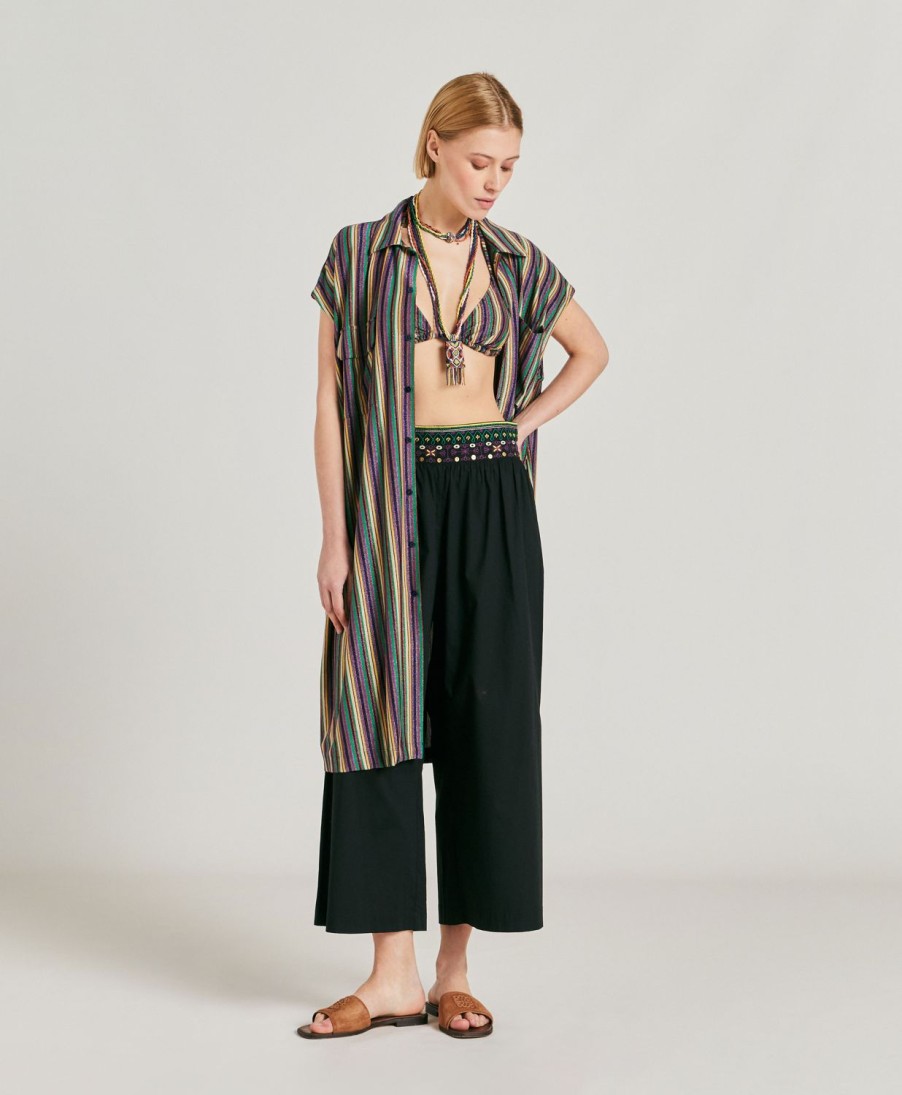 Momoni Colorado Gestreepte Lurex Jersey Jurk - Veelkleurig Groen