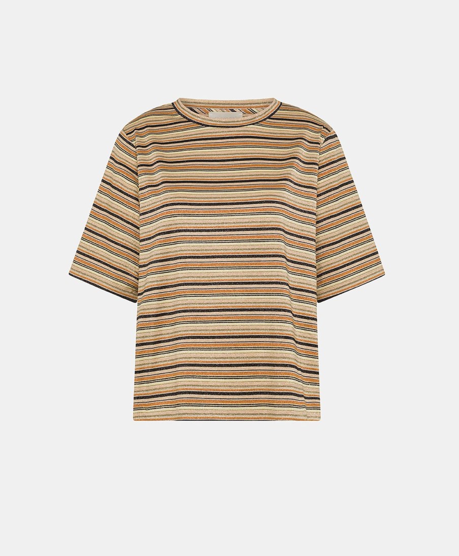 Momoni Thirt Iora In Gestreept Lurex Jersey - Veelkleurig Roest