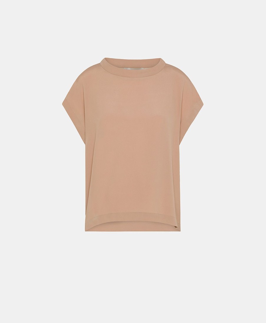 Momoni Curacao Zijden Acetaat Blouse - Nude