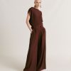 Momoni Curacao Blouse In Zijdeacetaat - Chocolade