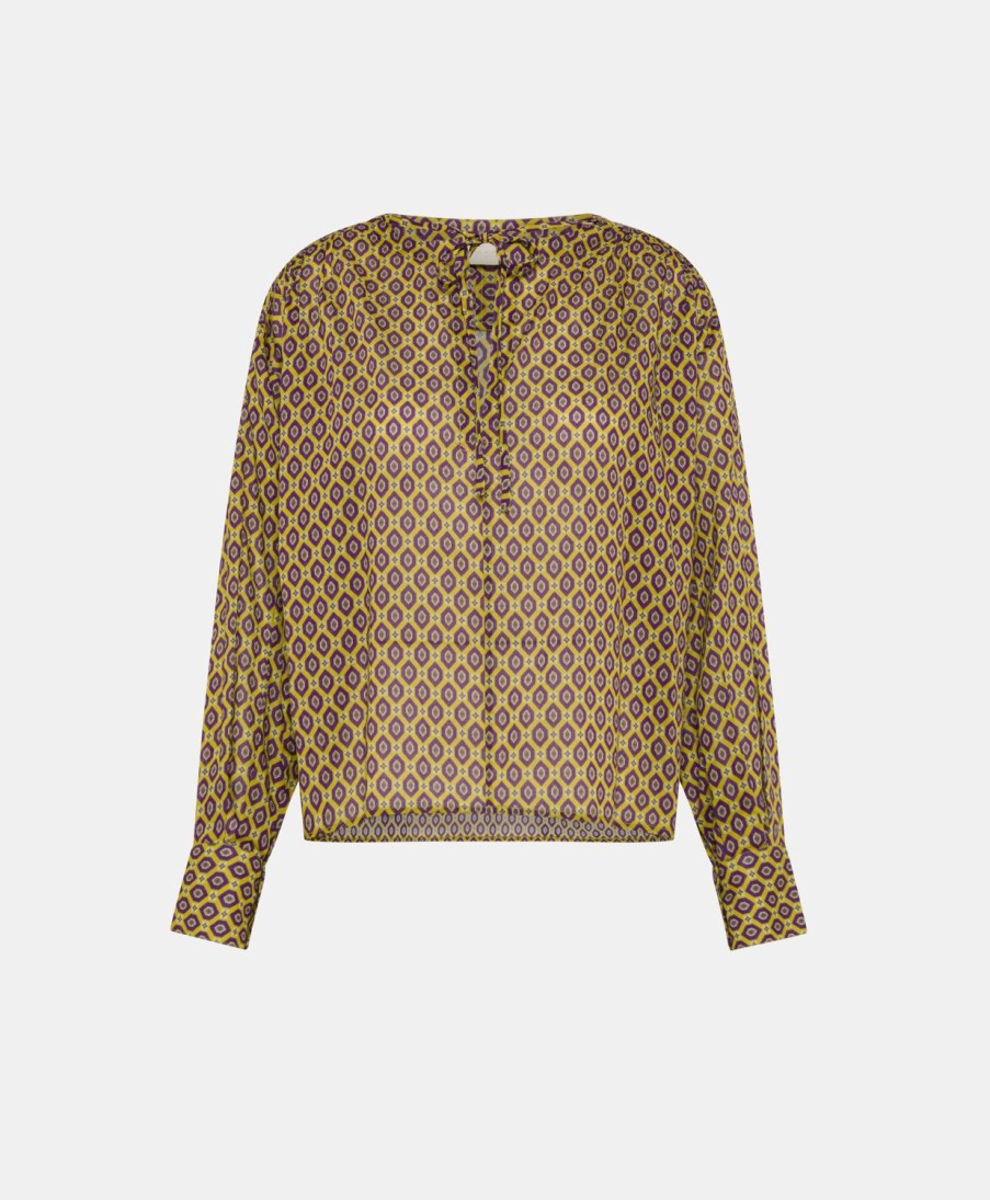 Momoni Gypsophilia-Blouse Van Bedrukte Katoenen Voile - Olie