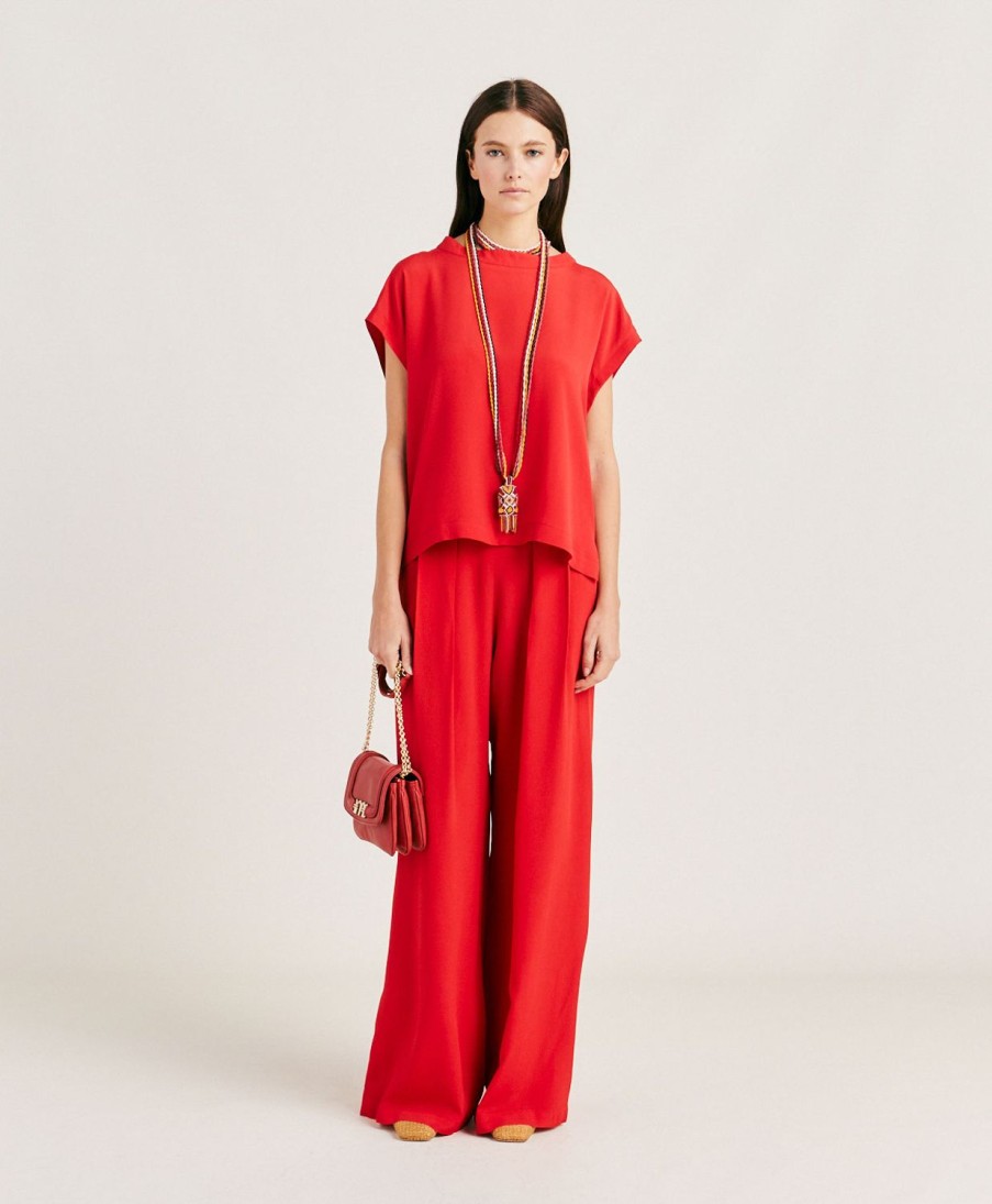 Momoni Curacao Blouse In Zijdeacetaat - Azalea