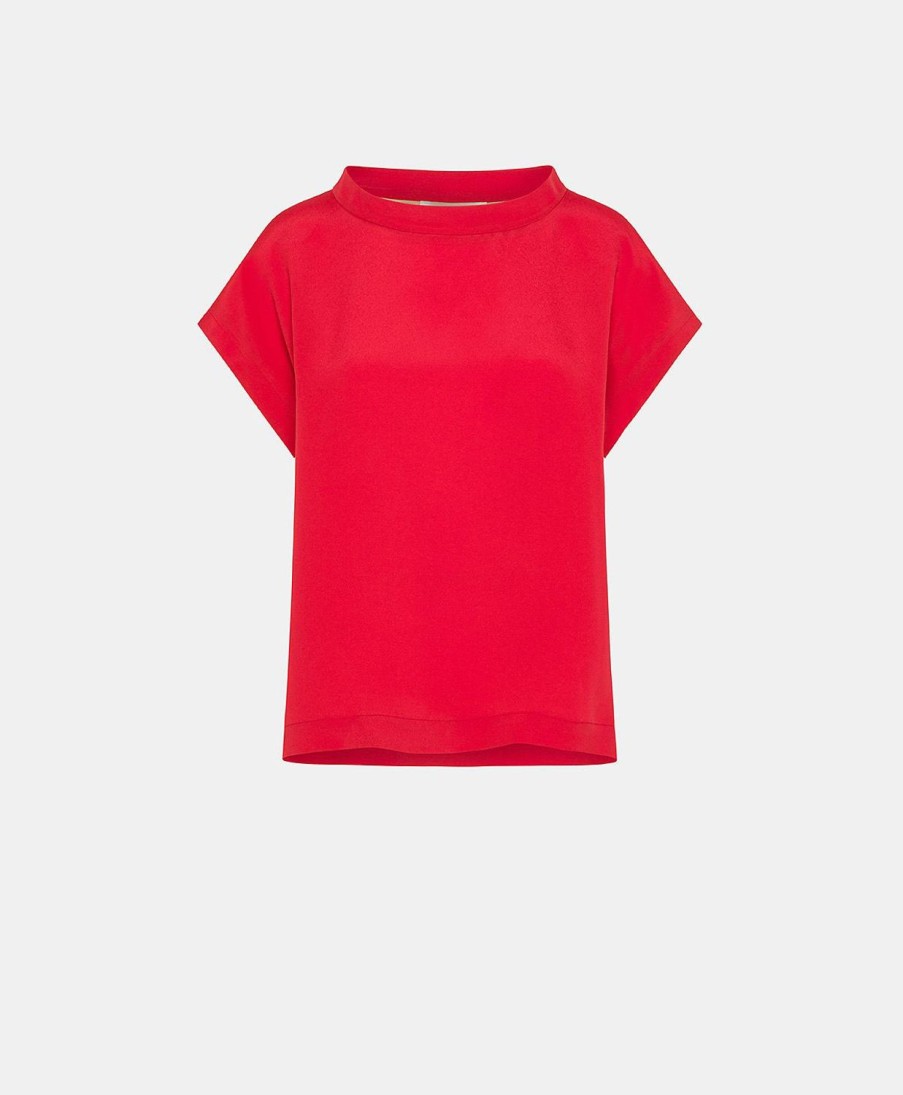 Momoni Curacao Blouse In Zijdeacetaat - Azalea