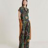 Momoni Paso Blouse In Zijden Haboutai - Veelkleurig Groen