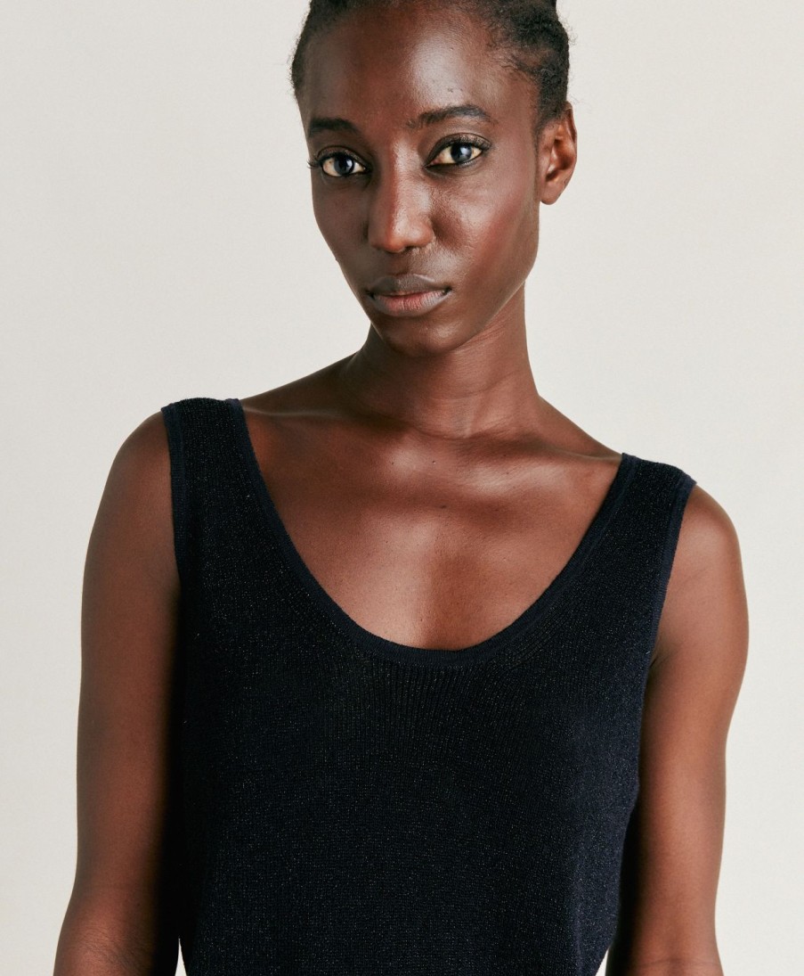 Momoni Liccia Pearly Lurex Trui - Middernachtblauw
