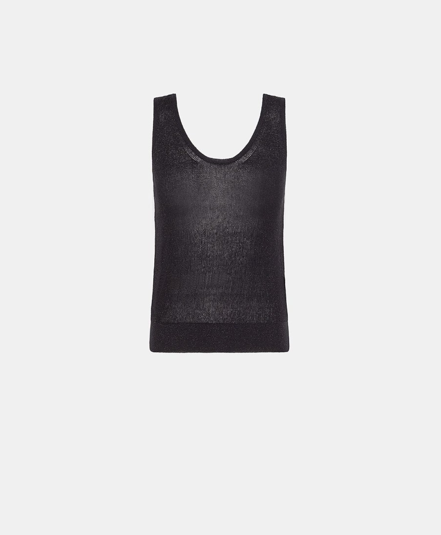 Momoni Liccia Pearly Lurex Trui - Middernachtblauw